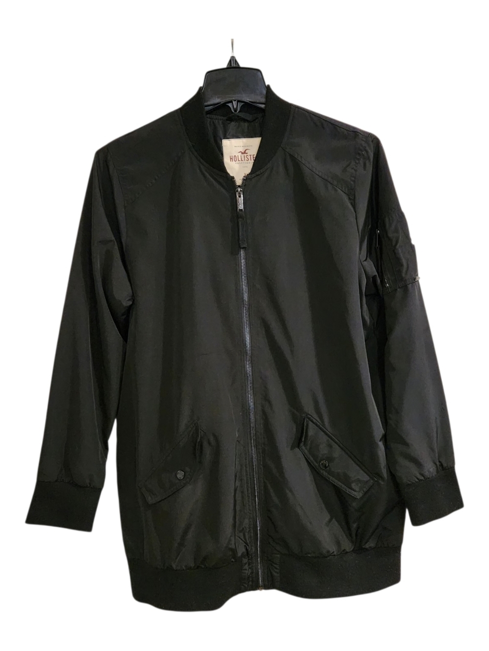 Rare 2008 Hollister Women’s Black Bomber Jacket - Size XL - Full Zip Y2K
